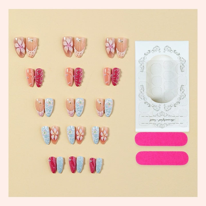 Nail art set with unique floral and maritime designs Kalsten