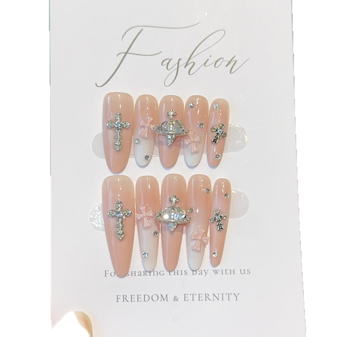 Acrylic nails with rhinestone embellished accents Kalsten