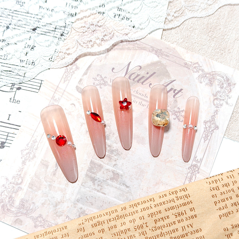 Sparkling artificial nails with decorative rhinestones Kalsten