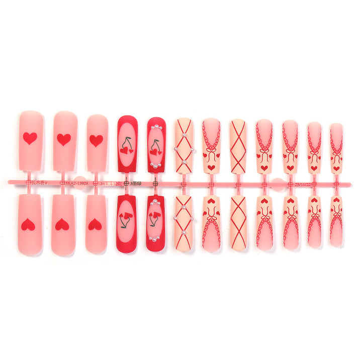 Heart-Themed Press-On Nail Art Set Kalsten