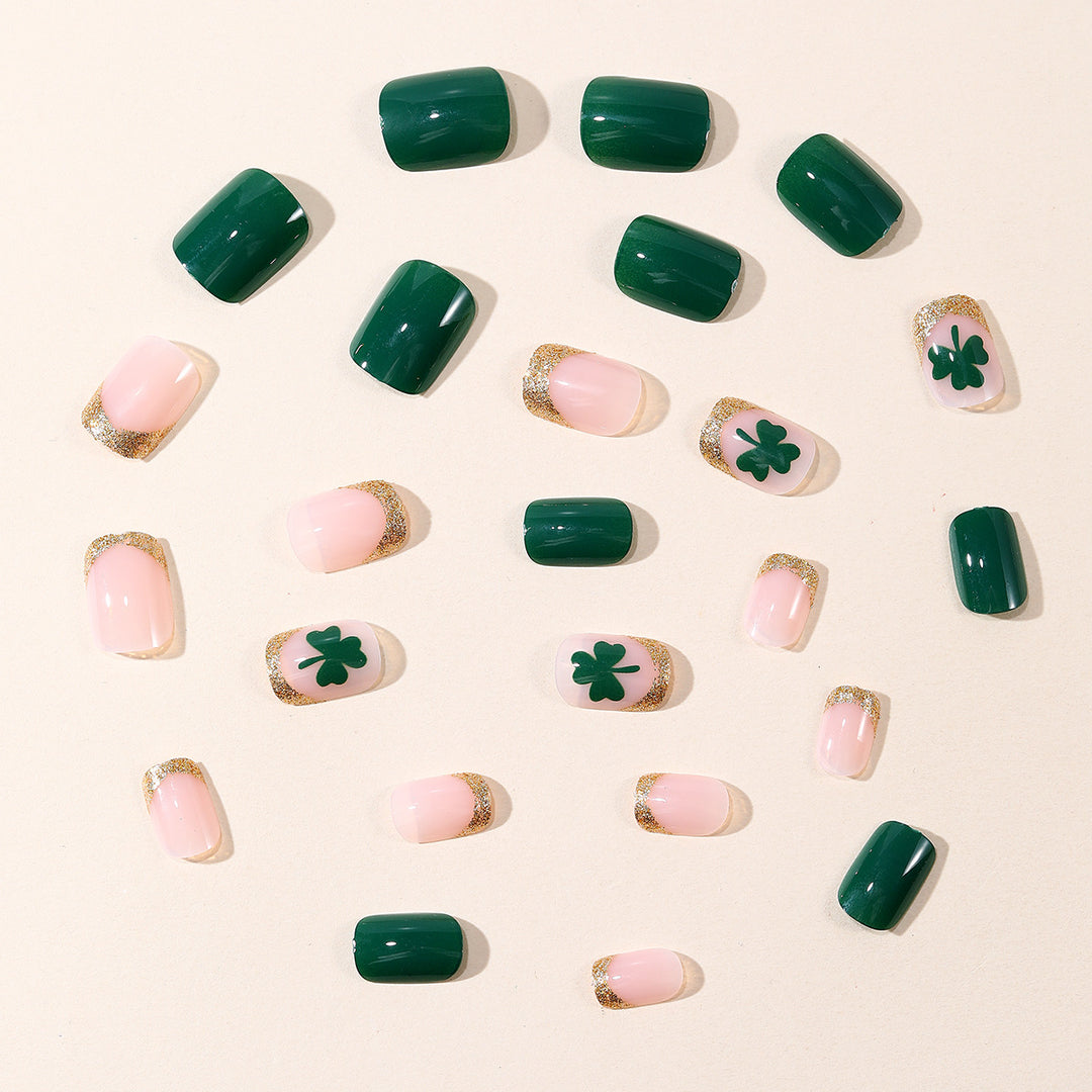 Festive Shamrock-Themed Nail Art Extensions Kalsten