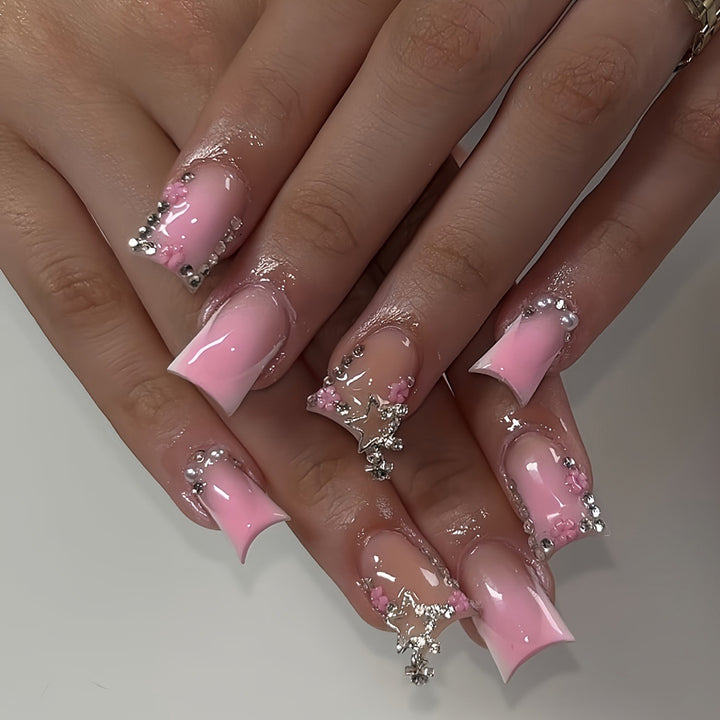Glamorous 3D Press-On Nail Set with Star Accents Kalsten
