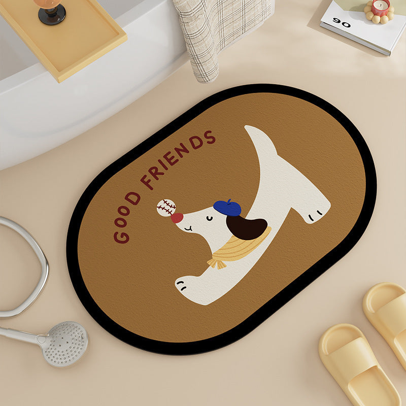 Fun Cartoon Dog Bath Mat