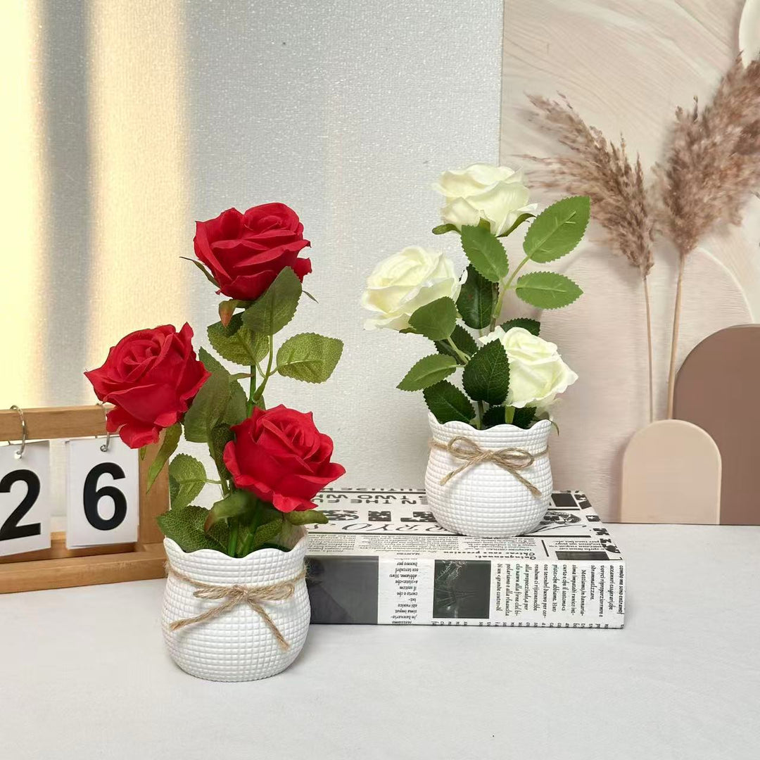 Elegant Faux Floral Rose Arrangement for Home Decor
