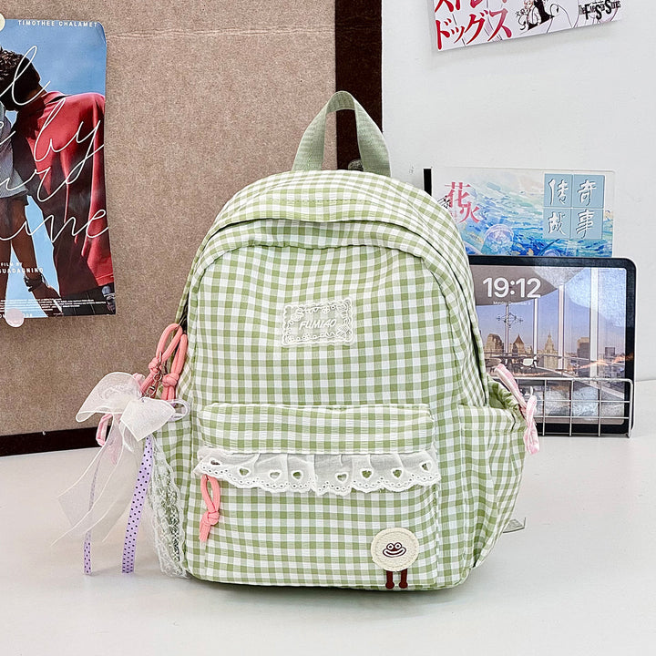 Cute Gingham Print School Backpack Kalsten