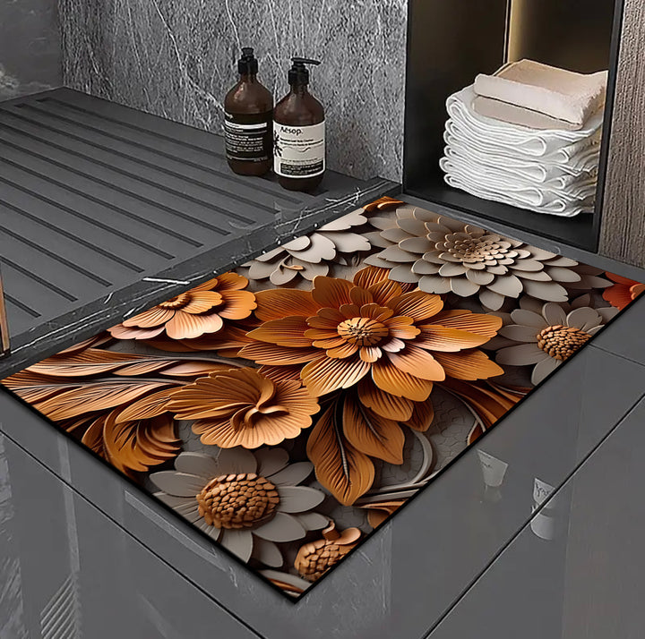 3D Floral Design Bath Mat Kalsten