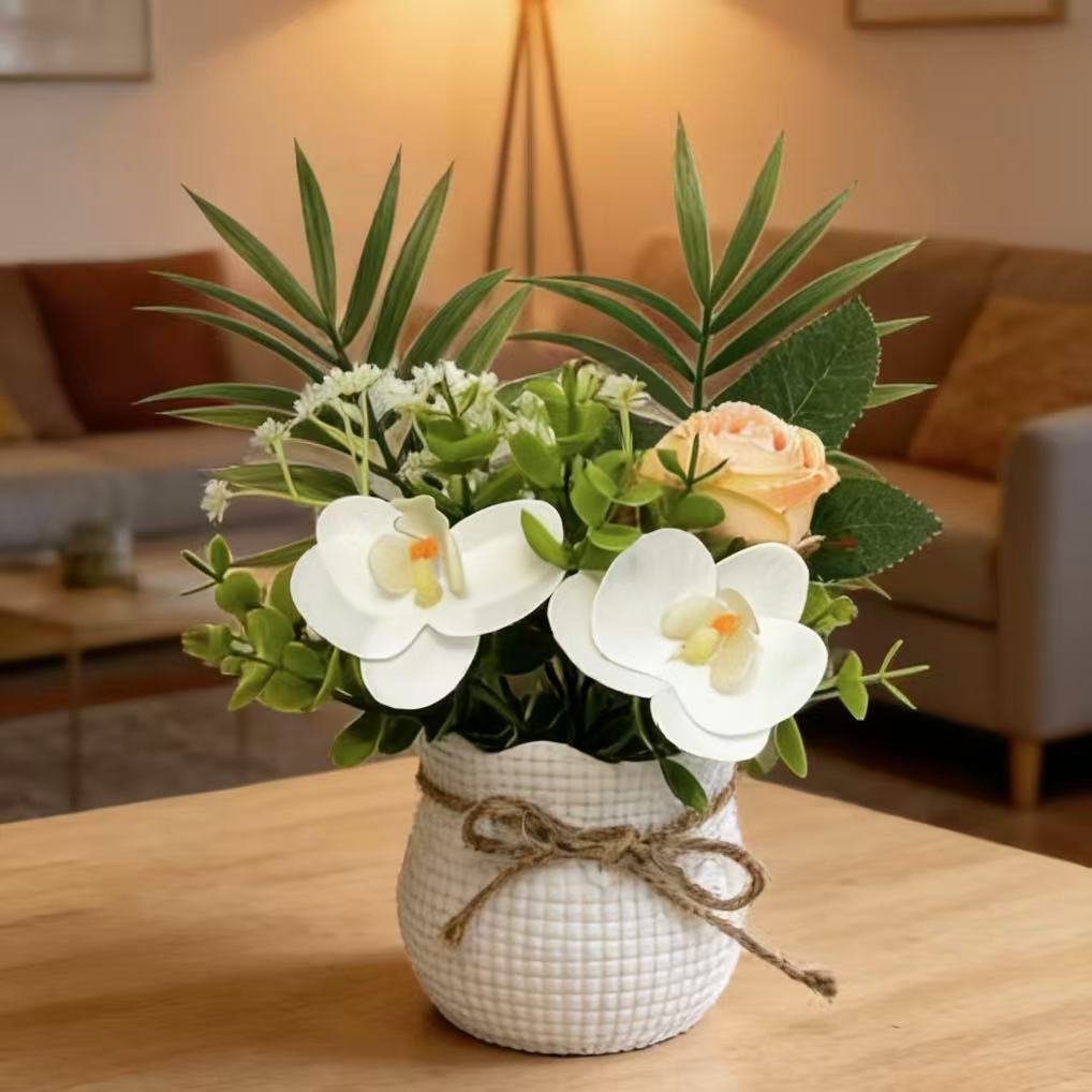 Decorative Artificial Orchid and Rose Arrangement for Home Decor