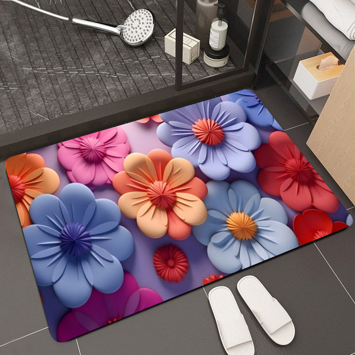 Floral Design Memory Foam Bath Mat Kalsten