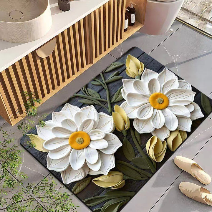 Leaf-Patterned Bathroom Mat Kalsten