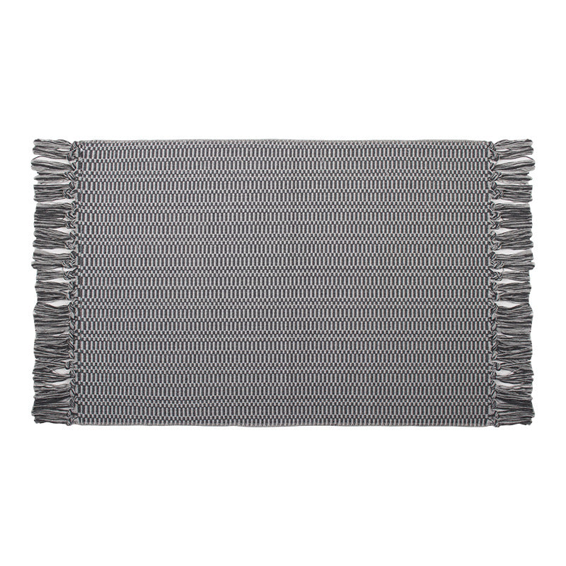 Flat-woven cotton rug runner with geometric check pattern and easy-care surface Kalsten