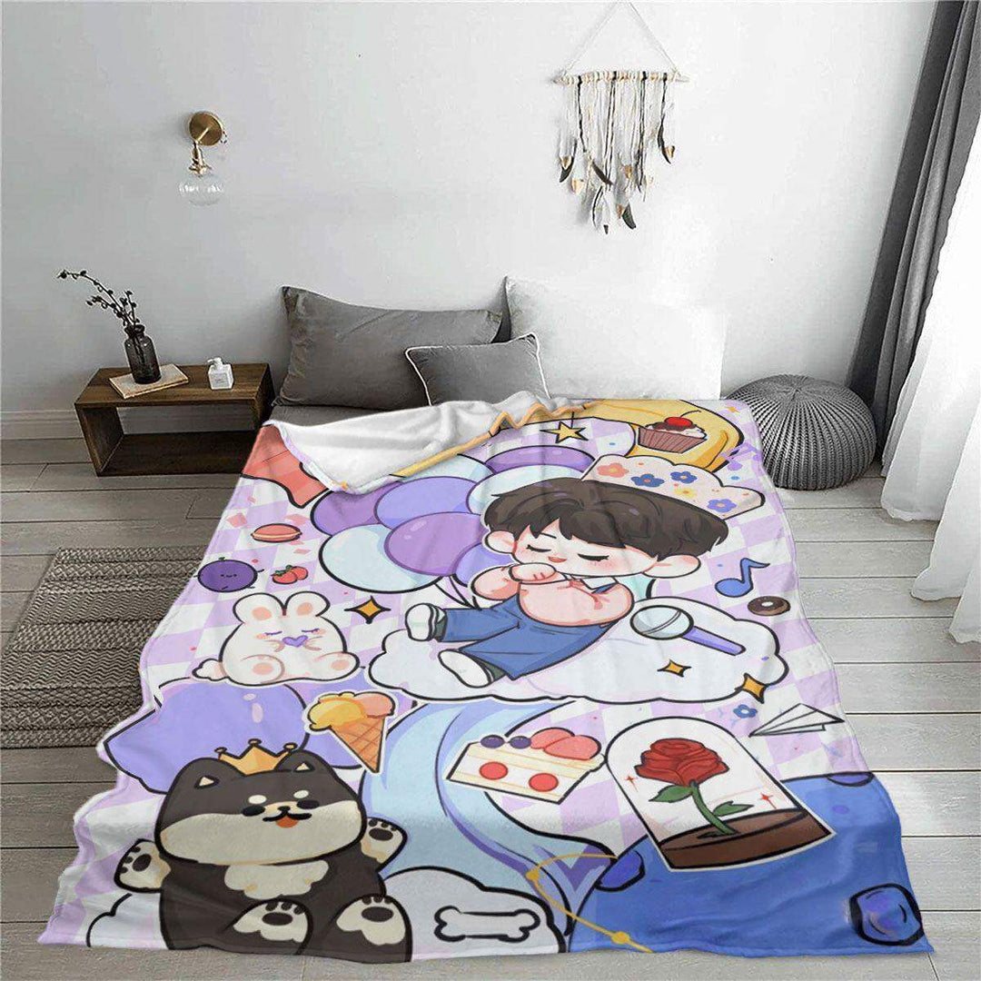 Cartoon Print Fleece Blanket  1788504996