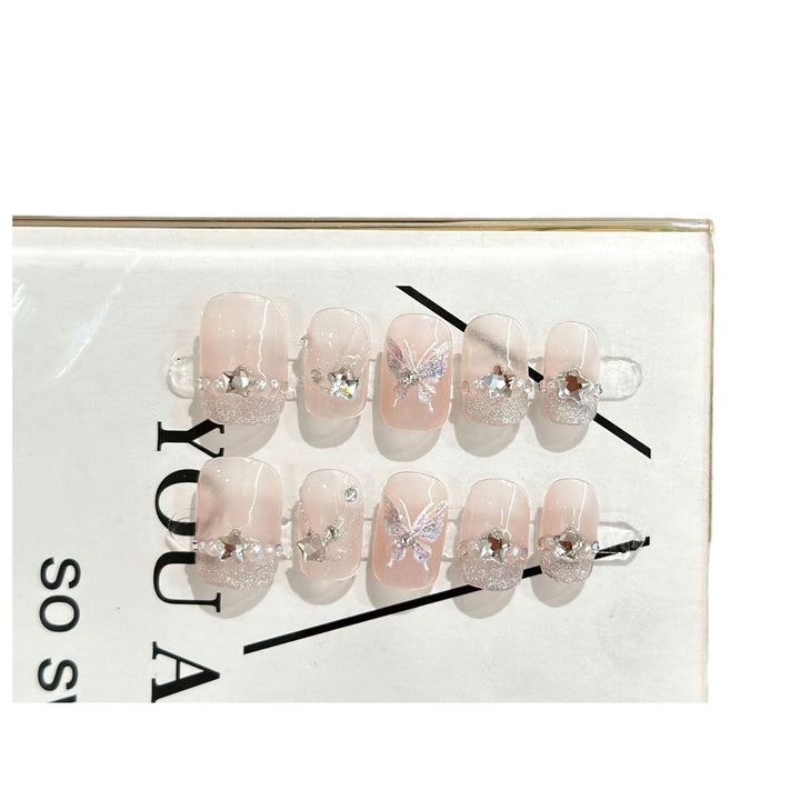 Artistic Butterfly-Embellished Press-On Nail Set