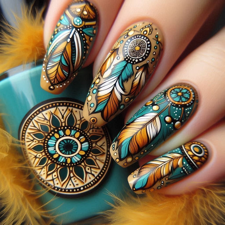 Creative feather design artificial nails Kalsten