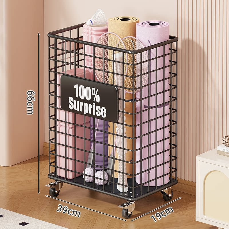Vertical Rolling Mesh Storage Cart with Locking Casters and Front Access Basket