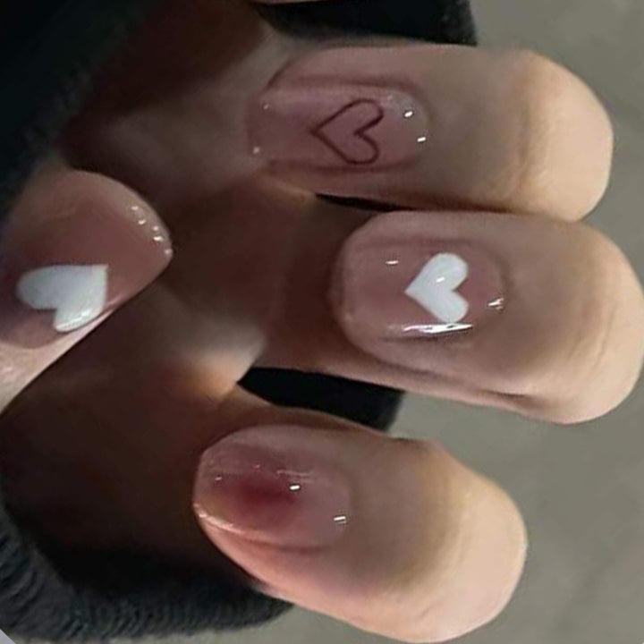 Heart-Embellished Press-On Nail Set Kalsten