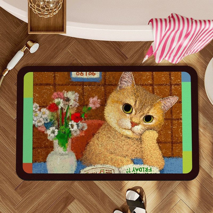 Cat-Themed Bath Mat Kalsten