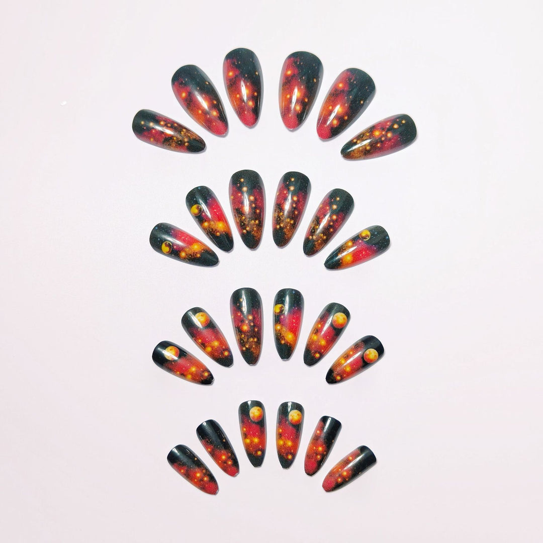 Galactic art nails with 3D planet motif Kalsten