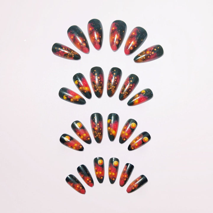 Galactic art nails with 3D planet motif Kalsten