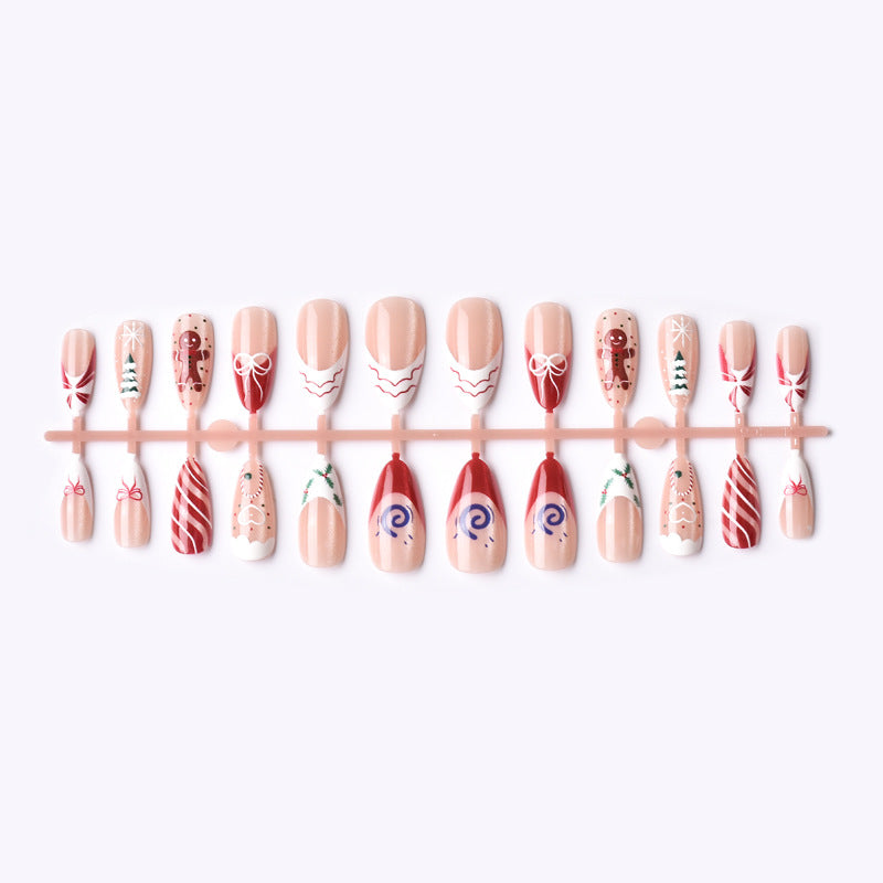Festive Holiday-Themed Press-On Nail Art Set