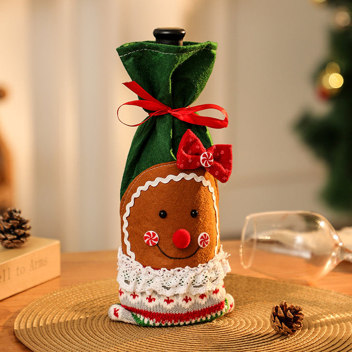 Decorative wine bottle cover in gingerbread man design Kalsten