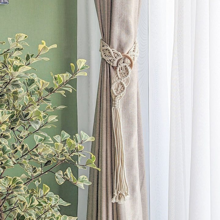Macrame Curtain Tieback with Wooden Ring Kalsten