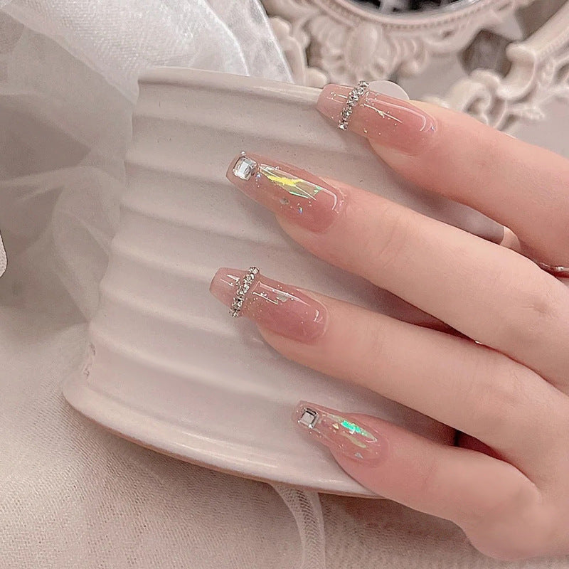Acrylic nail set with glamorous rhinestone and glitter elements Kalsten