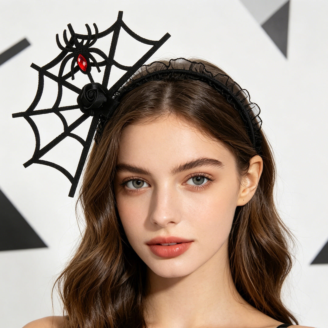 Halloween Hairband with Spider Web Design