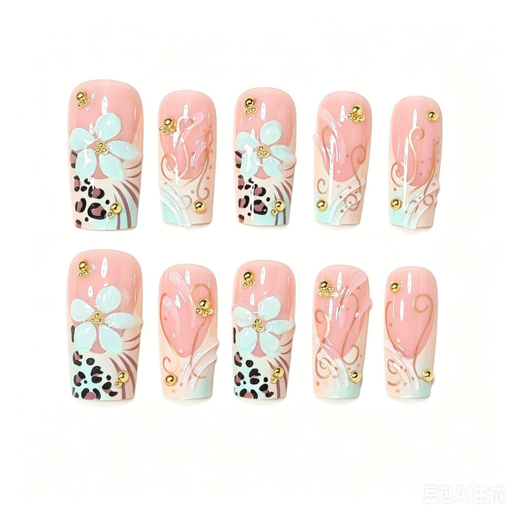 Decorative Long Press-On Nail Design Kalsten