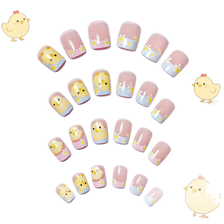 Artificials nails with cheerful chick and flower design Kalsten