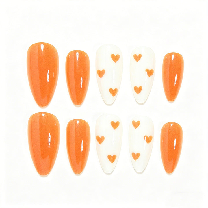 Stylish Heart-Embellished Press-On Nail Art Kalsten