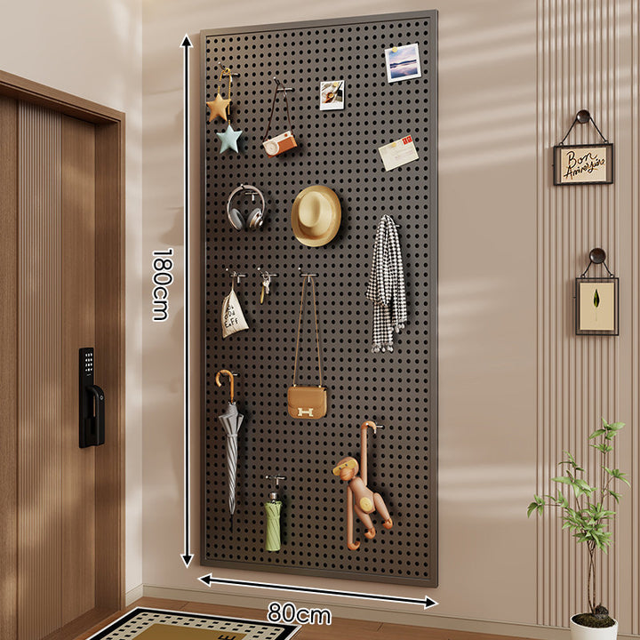 Wall-Mounted Perforated Pegboard Organizer Panel Large Square with Modular Hooks and Accessories