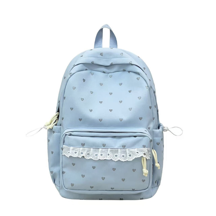 Backpack with Fine Heart Motif and Delicate Lace Appliqué Kalsten