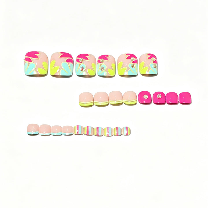 Vibrant Floral Design Press-On Nail Art Kalsten