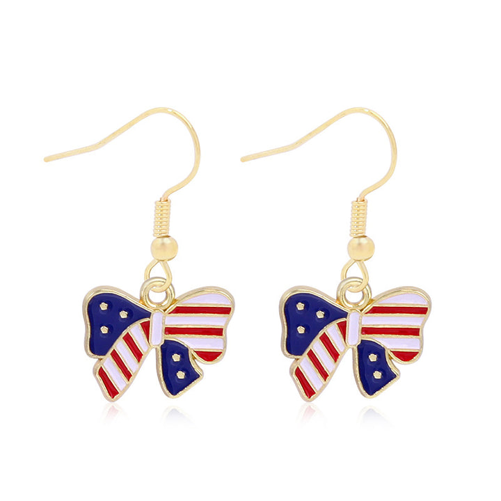 Women's star-shaped enamel earrings with USA flag motif and gold-plated fish Kalsten