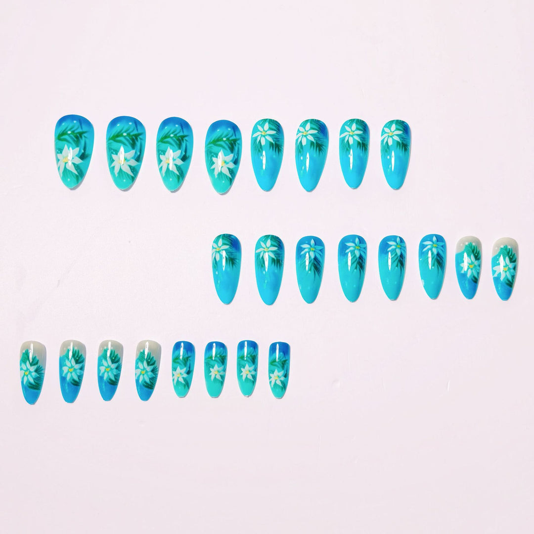 Creative Art Nails with Blooming Flower and Leaf Design Kalsten