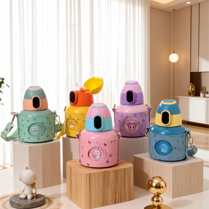 Women's insulated drinking bottle with ergonomic carrying strap and playful Kalsten  motif