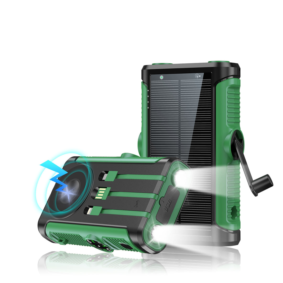Portable solar battery with integrated hand crank charger Kalsten