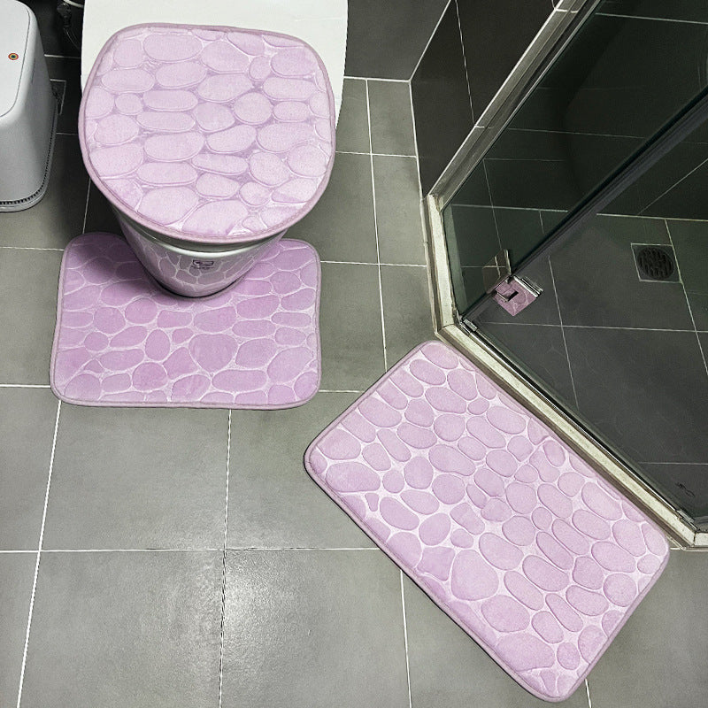 Stone Patterned Bathroom Mat Set