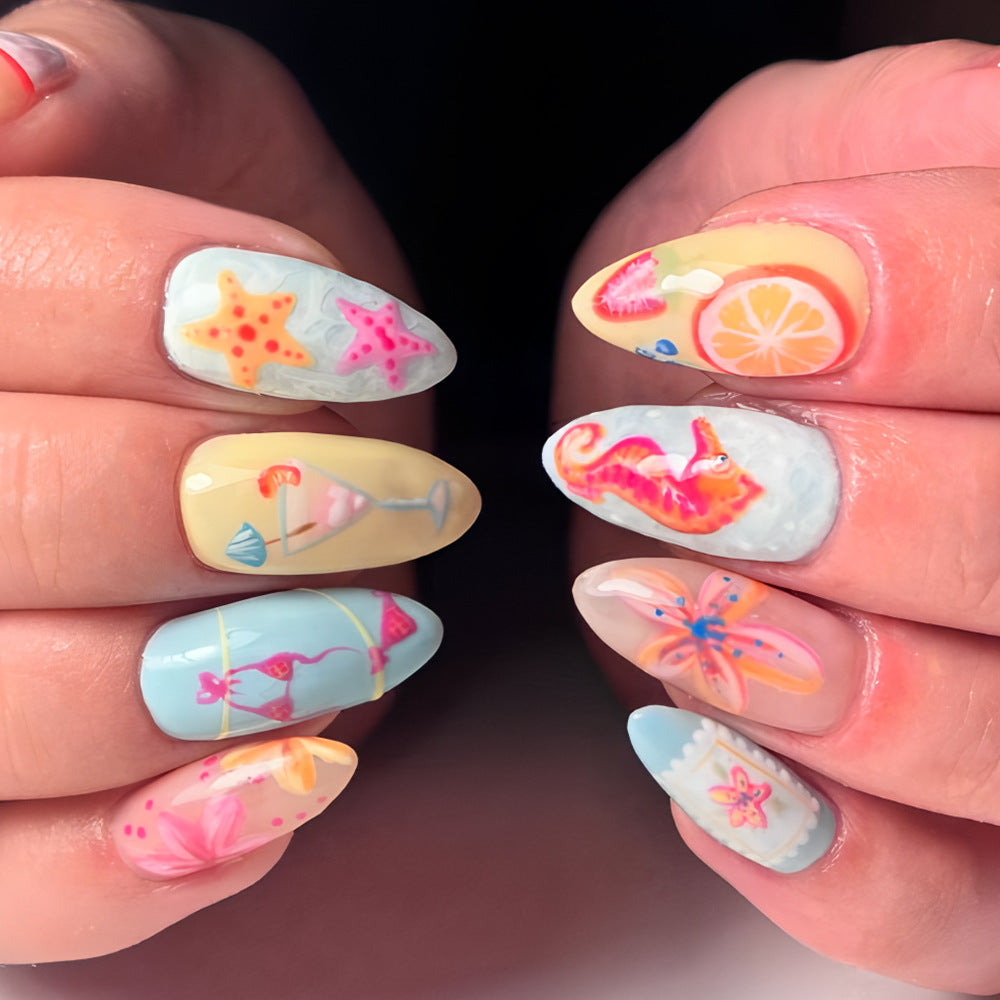 Artistic Tropical-Themed Press-On Nails Kalsten