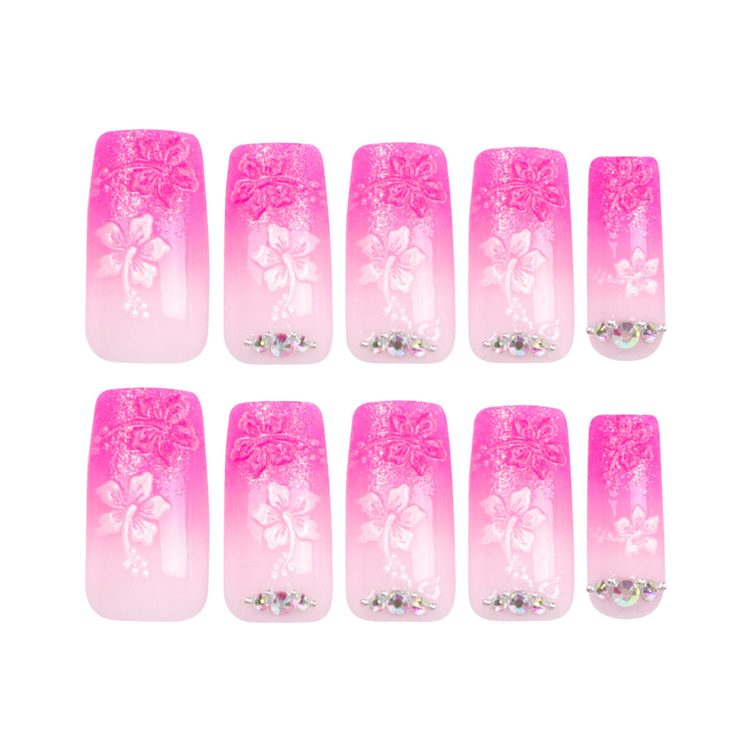 Artistic long nails in floral design Kalsten