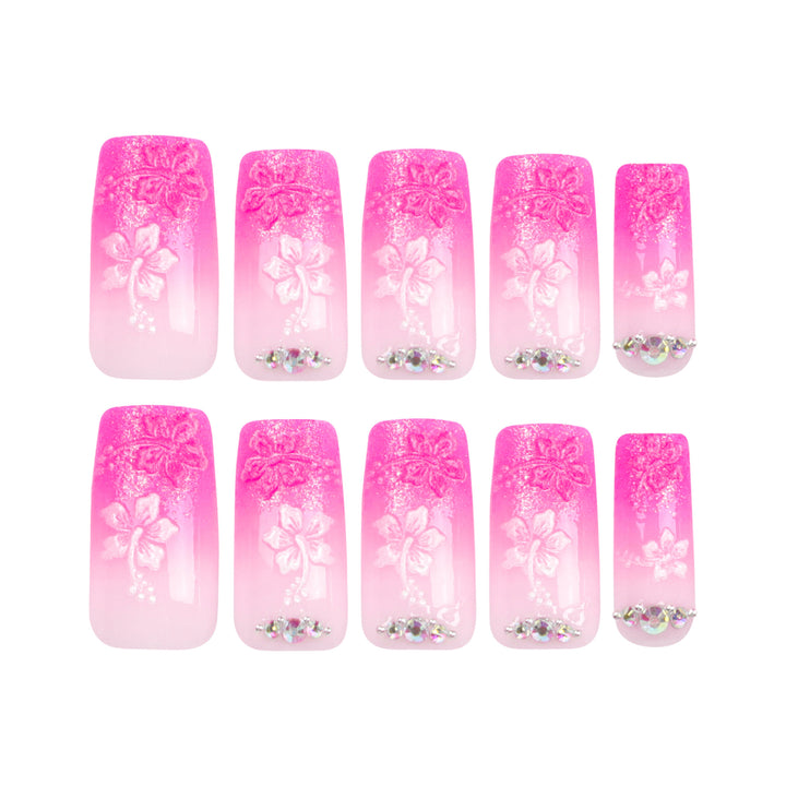 Artistic long nails in floral design Kalsten