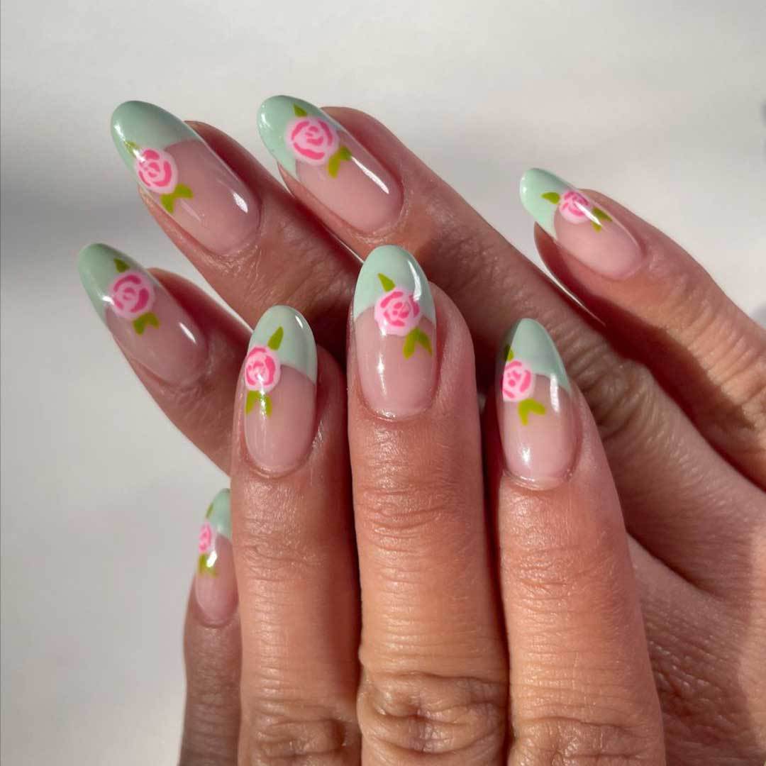 Artistic Floral Gel Nail Art