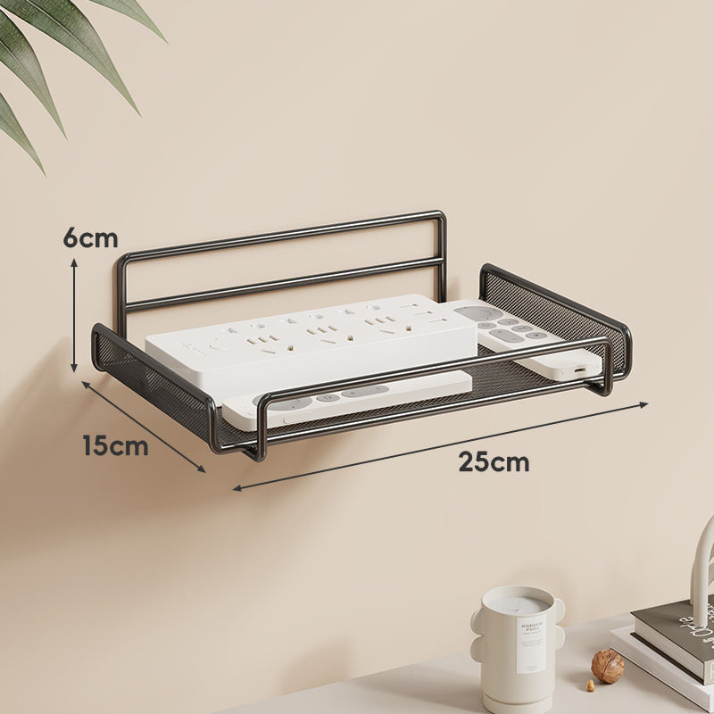 Wall-Mounted Two-Tier Ventilated Mesh Router and Power Strip Organizer