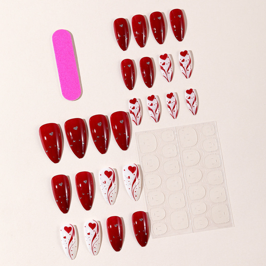 Decorative Heart-Accent Stiletto Nail Art Extensions Kalsten