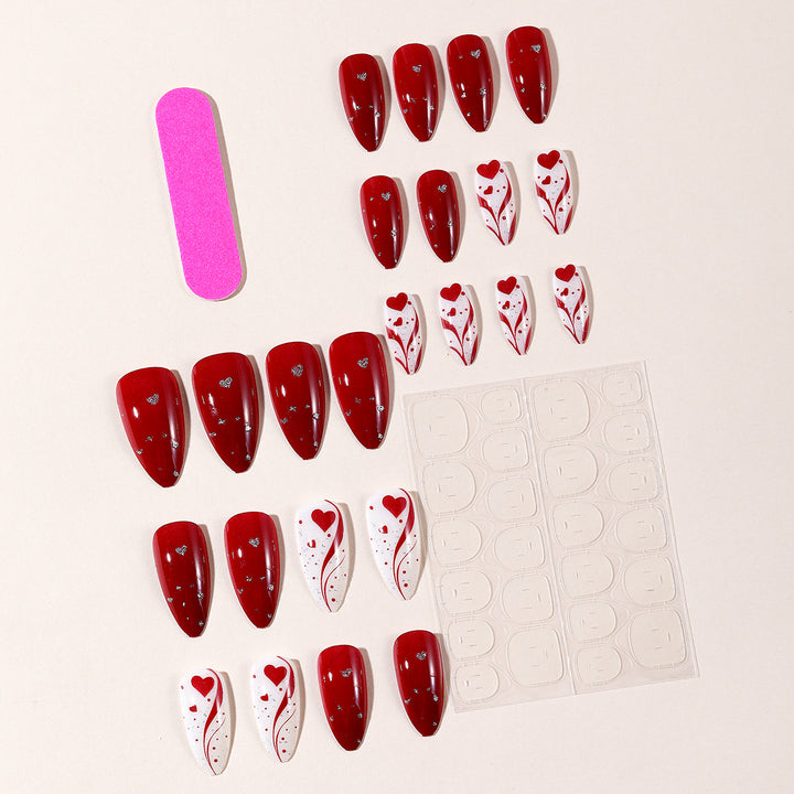 Decorative Heart-Accent Stiletto Nail Art Extensions Kalsten