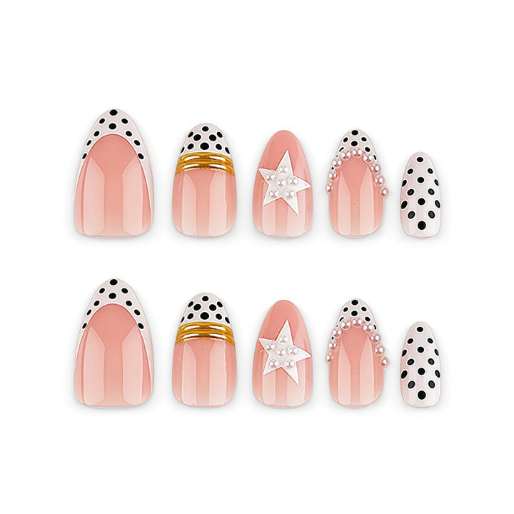 Stylish Star and Dot Design Artificial Nails Kalsten
