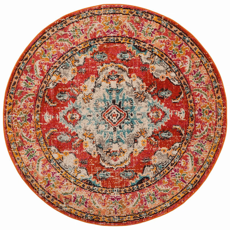 Round Vintage Floral Area Rug