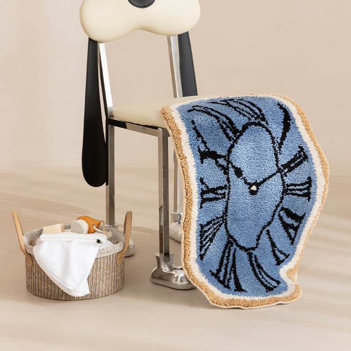 Decorative hand-tufted rug mat in organic clock shape Kalsten