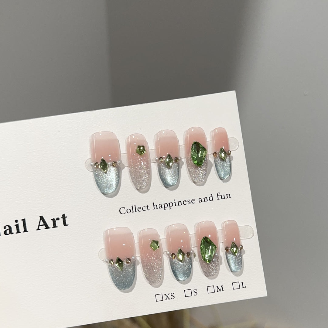 Luxury Crystal-Embellished Press-On Nail Art