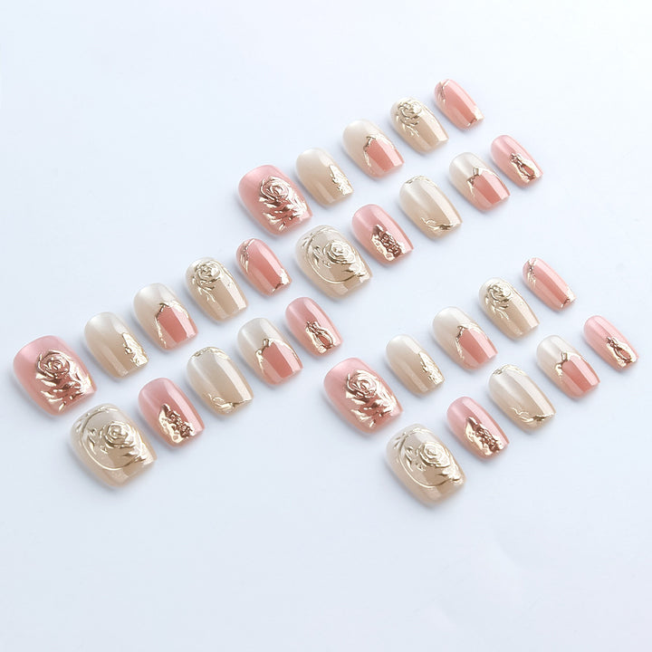 Elegant Floral Press-On Nail Art Set Kalsten